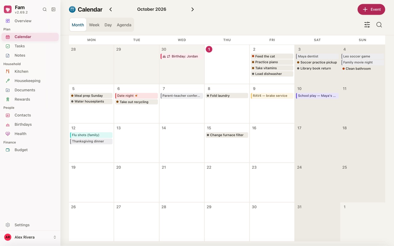 The shared family calendar.